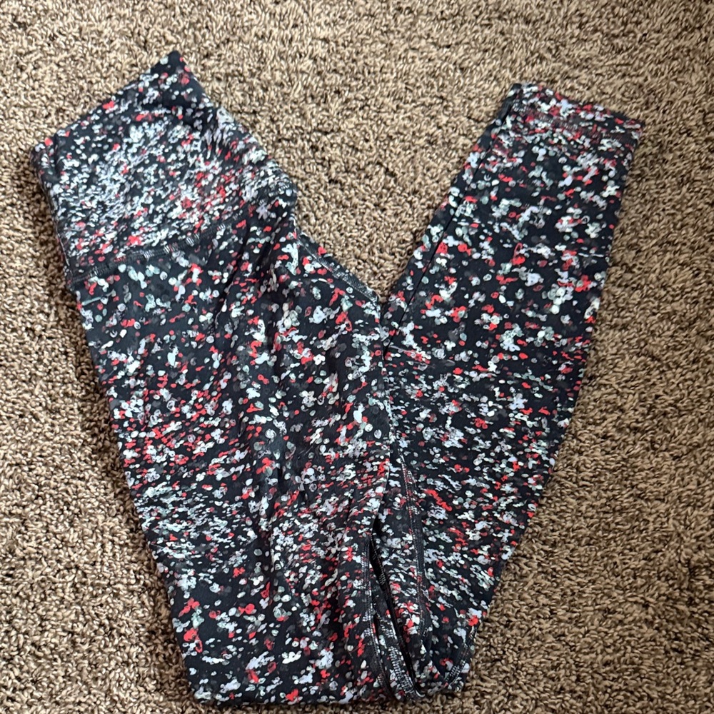lululemon athletica Black and Red Patterned Leggings
